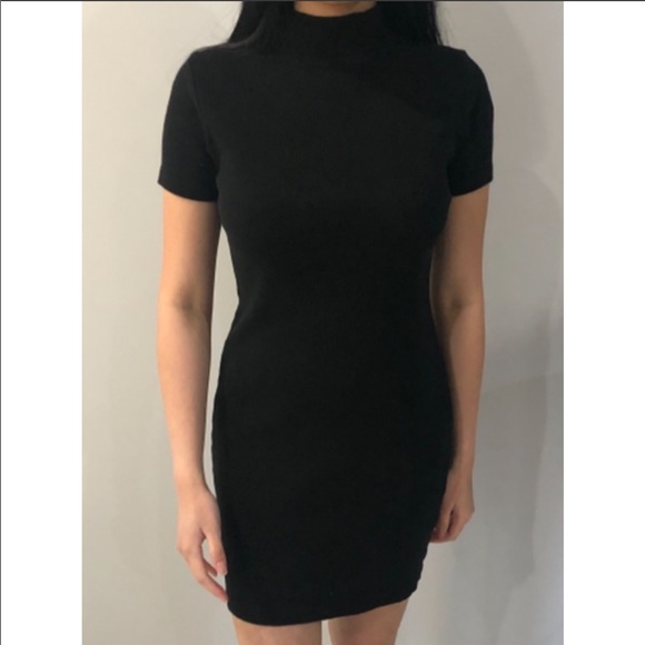 Brandy Melville Black Mock-Neck T-shirt Dress